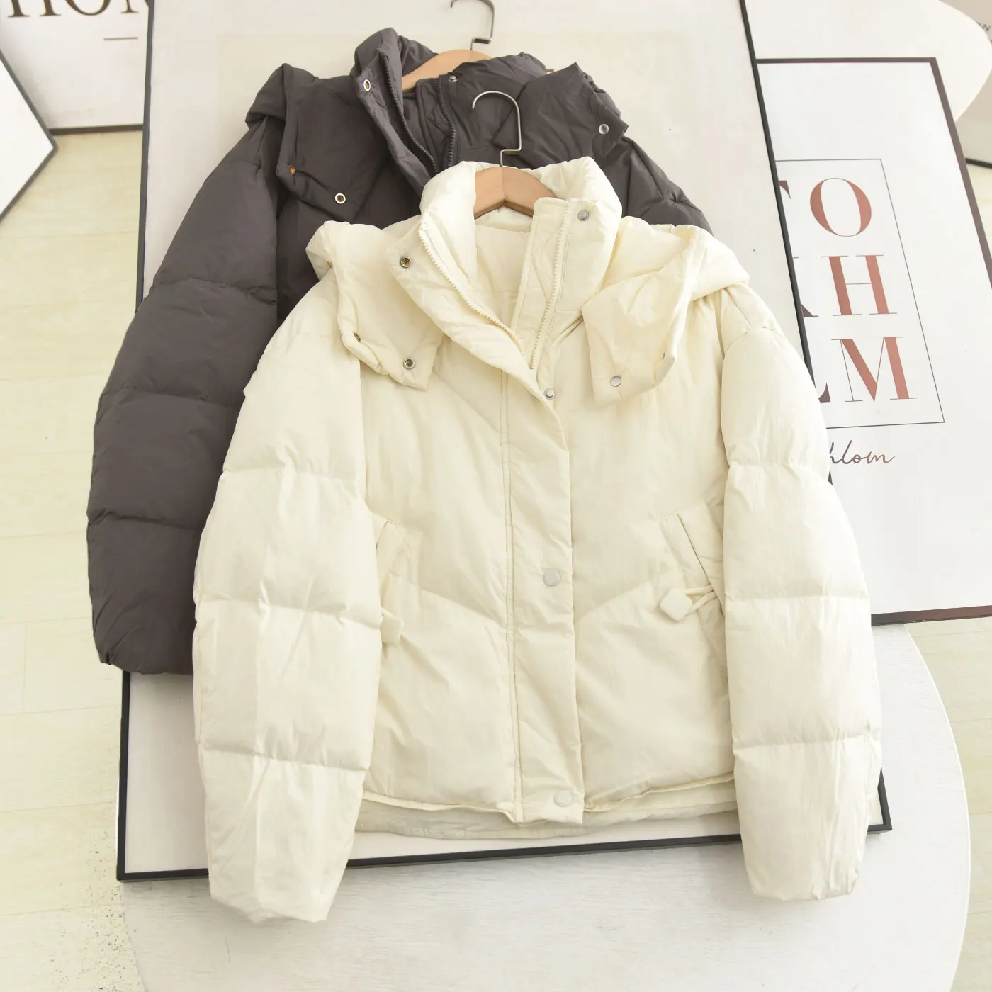 

Повседневное пальто с капюшоном и воротником-стойкой вниз Jaet для похудения Bread Sle Faionable зимнее пальто для женщин, теплое пальто Thi Long Sve на молнии