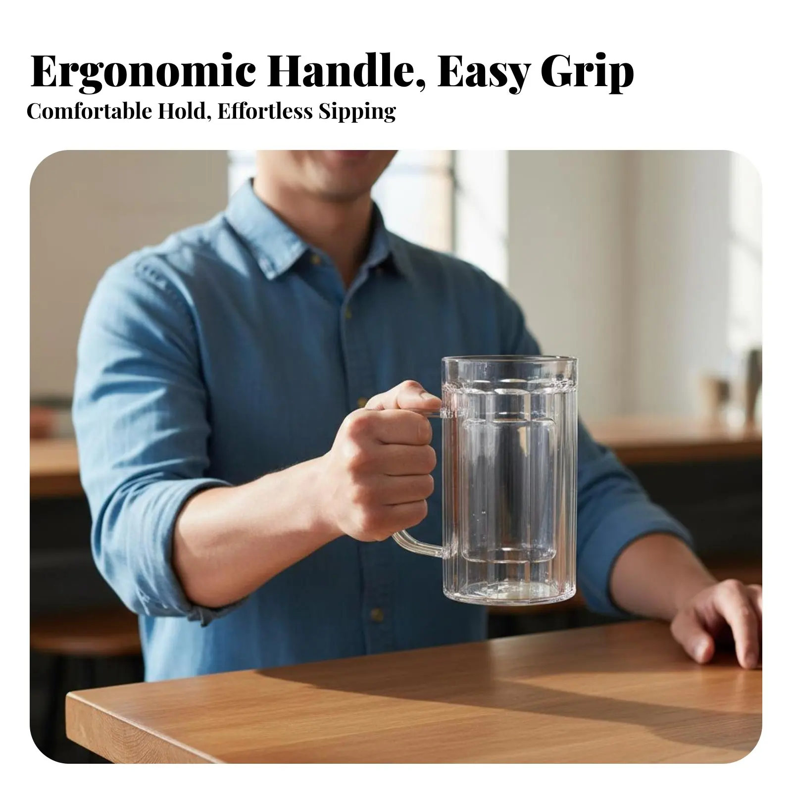 100 Pieces 500ml Thickened Beer Mug Easy to Clean Handled Beer Mug Transparent Plastic Stein Ergonomic Handle for Taverns