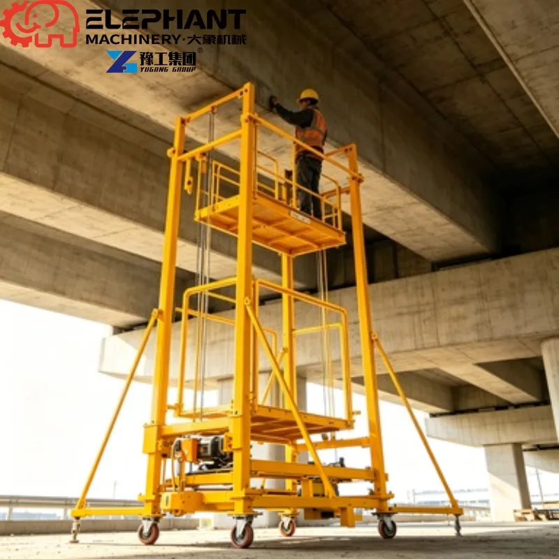 Electric Lifting Scaffold, 2-12m Adjustable Height 300-500kg Load Scaffolding For Construction Warehouse Maintenance