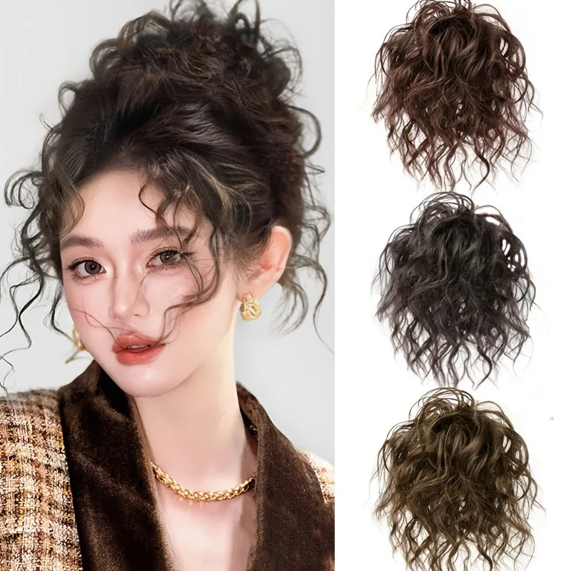 Extensión de Cabello Sintético con Moño Rizado y Despeinado, Accesorio para Peinado Voluminoso, Fácil de Usar, Aspecto Natural para Mujeres, Estilo Diario