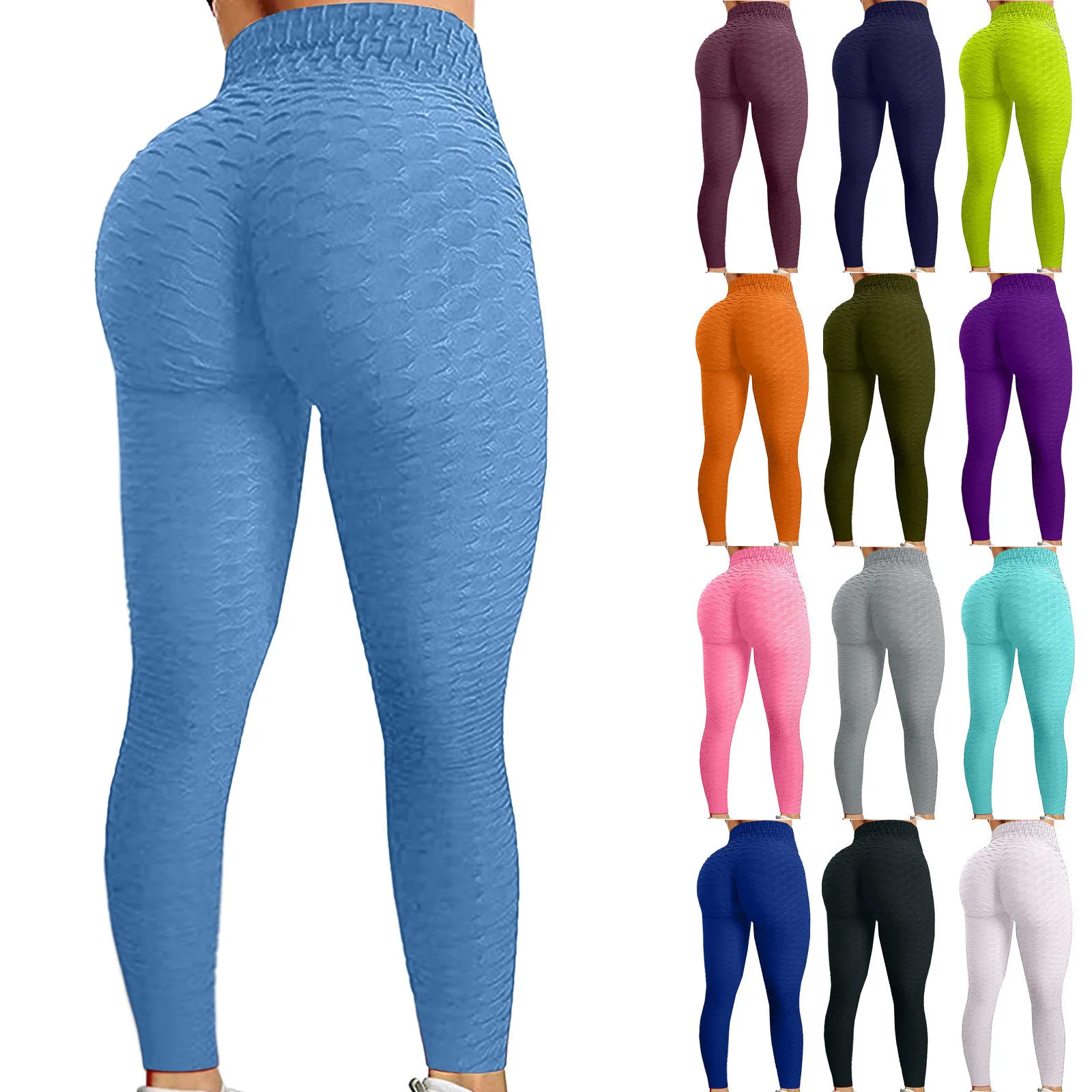 Women Bubble Leggings Hip Lifting Fitness Running indoor Sports High Waist Yoga Pants Gym Exercise Slim Push Up Ladies Trackpant