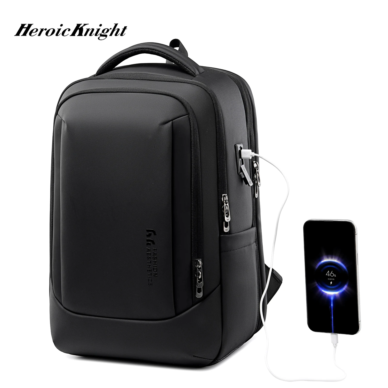 Heroic Knight Multifunction Men’s Backpack Business Commute Waterproof 17 Laptop Bag Expandable Large Travel Backpack SchoolBag