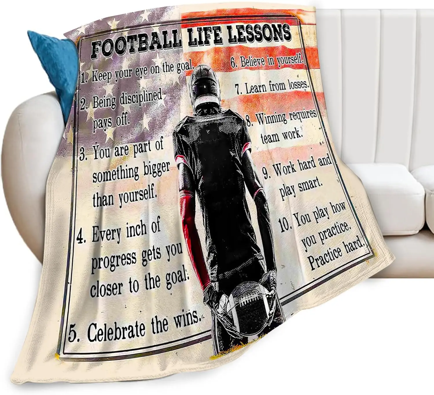 

Football Blanket for Men Kids Teenagers Sports Throw Blanket for Lover Soft Cozy Warm Fuzzy Fleece De