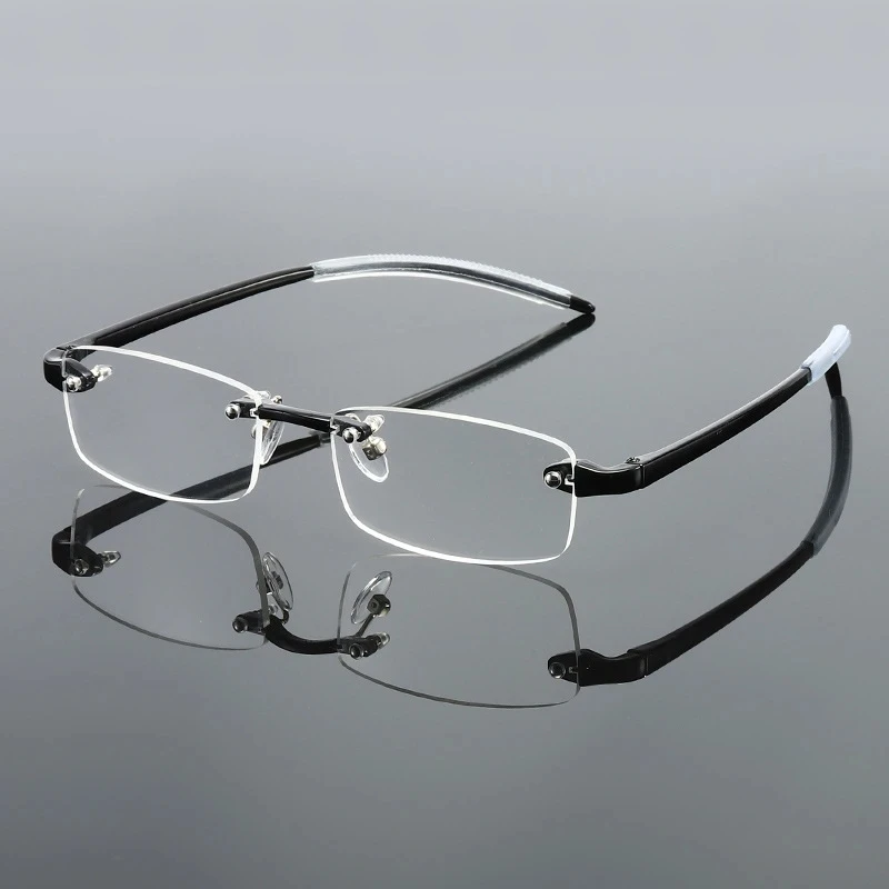 

May Flower Men Women Rimless Reading Glasses Business Frameless Clear Lens Presbyopia Eyeglasses Ultralight Spectacle +1.0 +3.0