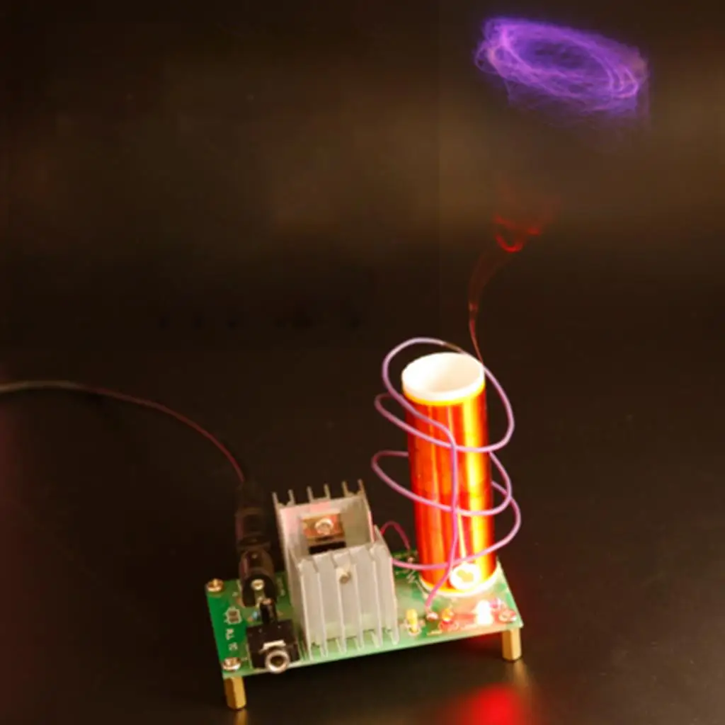 Small Musical Tesla Coil Plasma Speaker 15W DIY Circuit Board Kit for Wireless Audio and LED Lighting