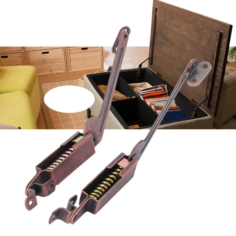 2PCS Decorative Bronze colored Lid Support Hinge Adjustable Versatile Spring Lid Support Cabinet Lid Hinge Office