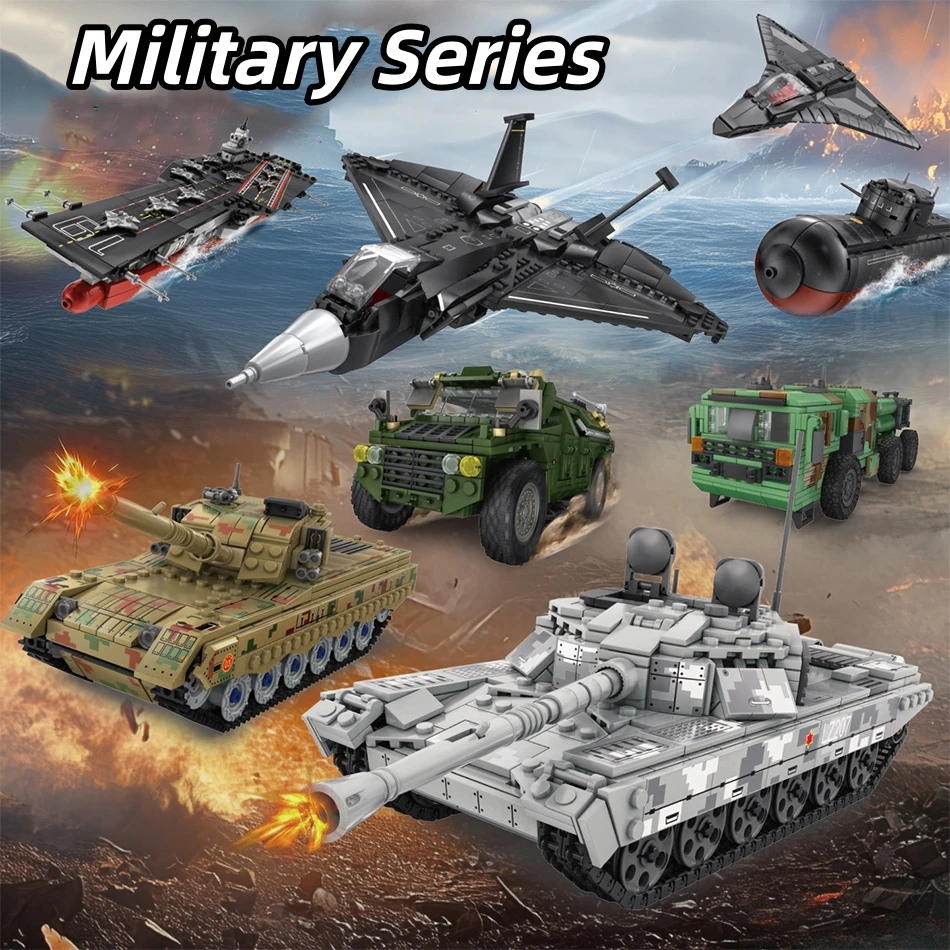 Military Building Blocks Set Armed Tank Fighter Helicopter Missile Vehicle Aircraft Carrier DIY Bricks Toy For Kids Gifts