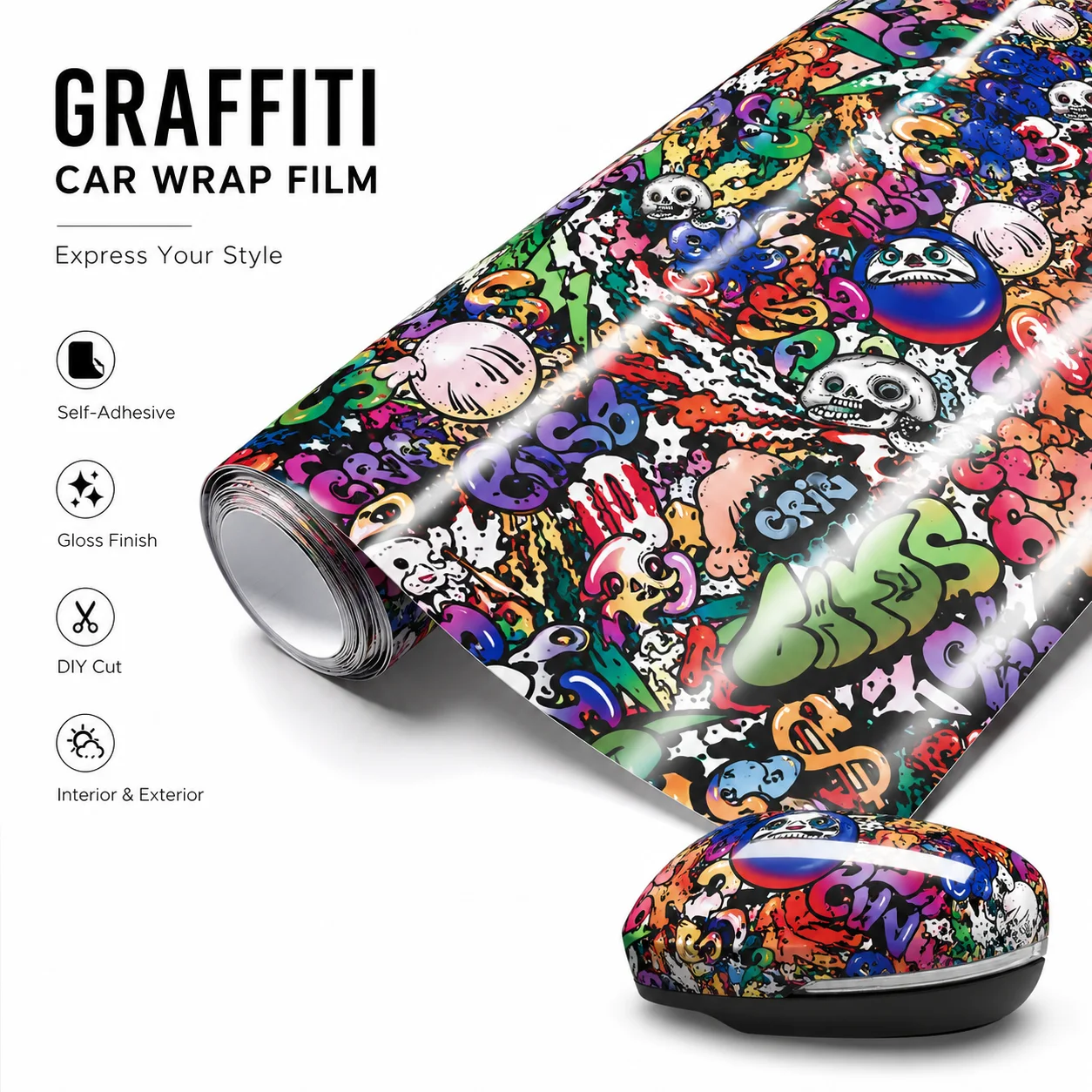 Graffiti-Vinylfolie PVC Cartoon Auto Motorrad Fahrrad Skateboard Dekorative Aufkleber Wasserdichte Folie – Detail 4