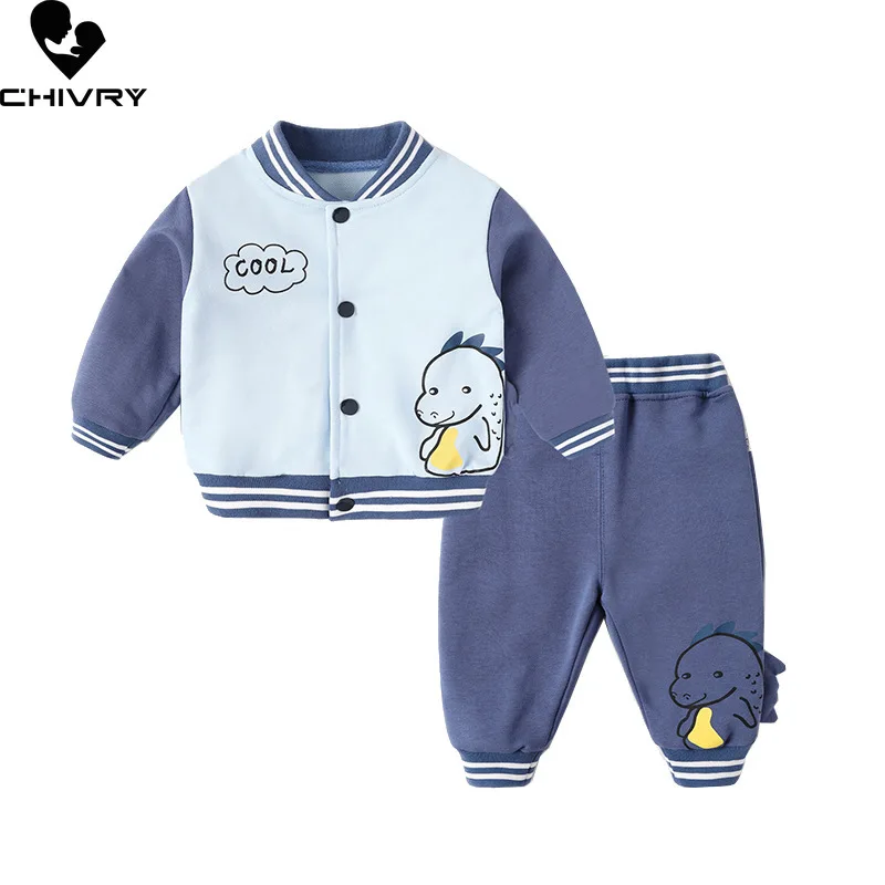 Herbst Baby Kleidung Set Jungen Mädchen Nette Cartoon Dinosaurier Baseball Jacken mit Hosen Sport Anzug Trainingsanzug Säuglings Kinder Sportswear