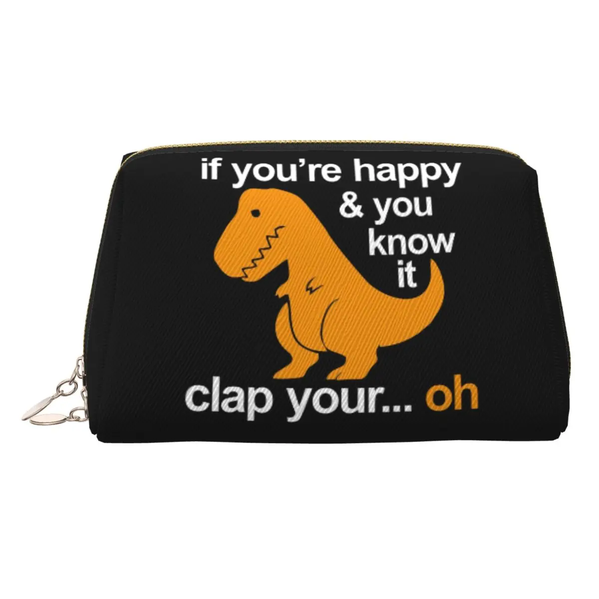 

Dino Clap Your Hands Playful T-Rex And Happy Rhymes Women Cosmetic Bags Makeup Organizer Pouch Toiletry Storage Dopp Kit Case
