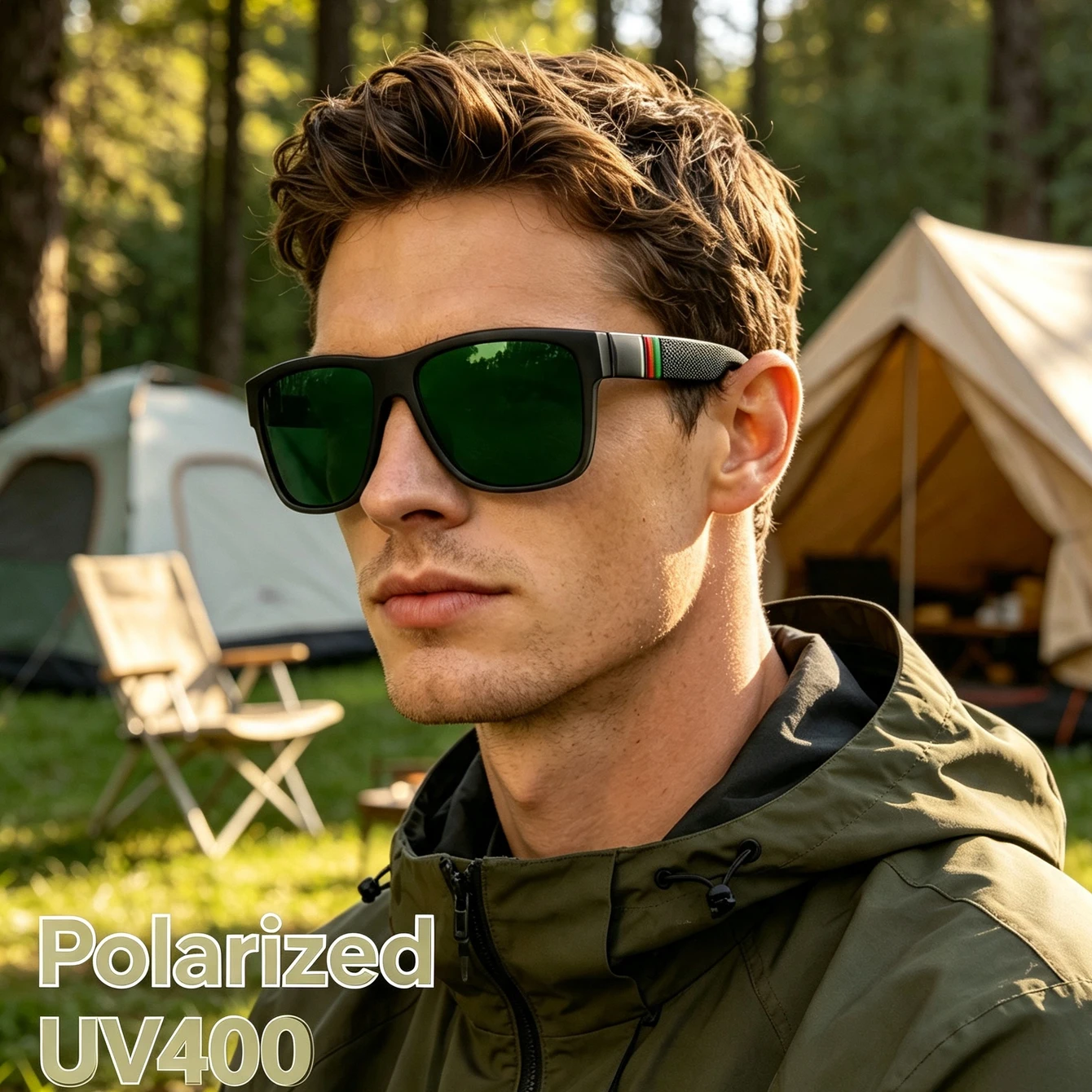 Polarized Men Square Driving Motorcycle Sunglasses with UV Protection Outdoor Cycling Running Fishing Vintage Large Frame