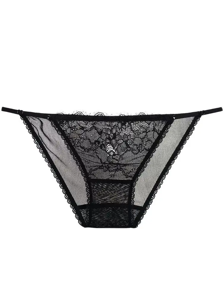 BirdTree, 100% Real Silk Sexy Briefs, Women Low Waist Lace , French Breathable Mesh Yarn Underwear, 2024 Summer New P44694QC