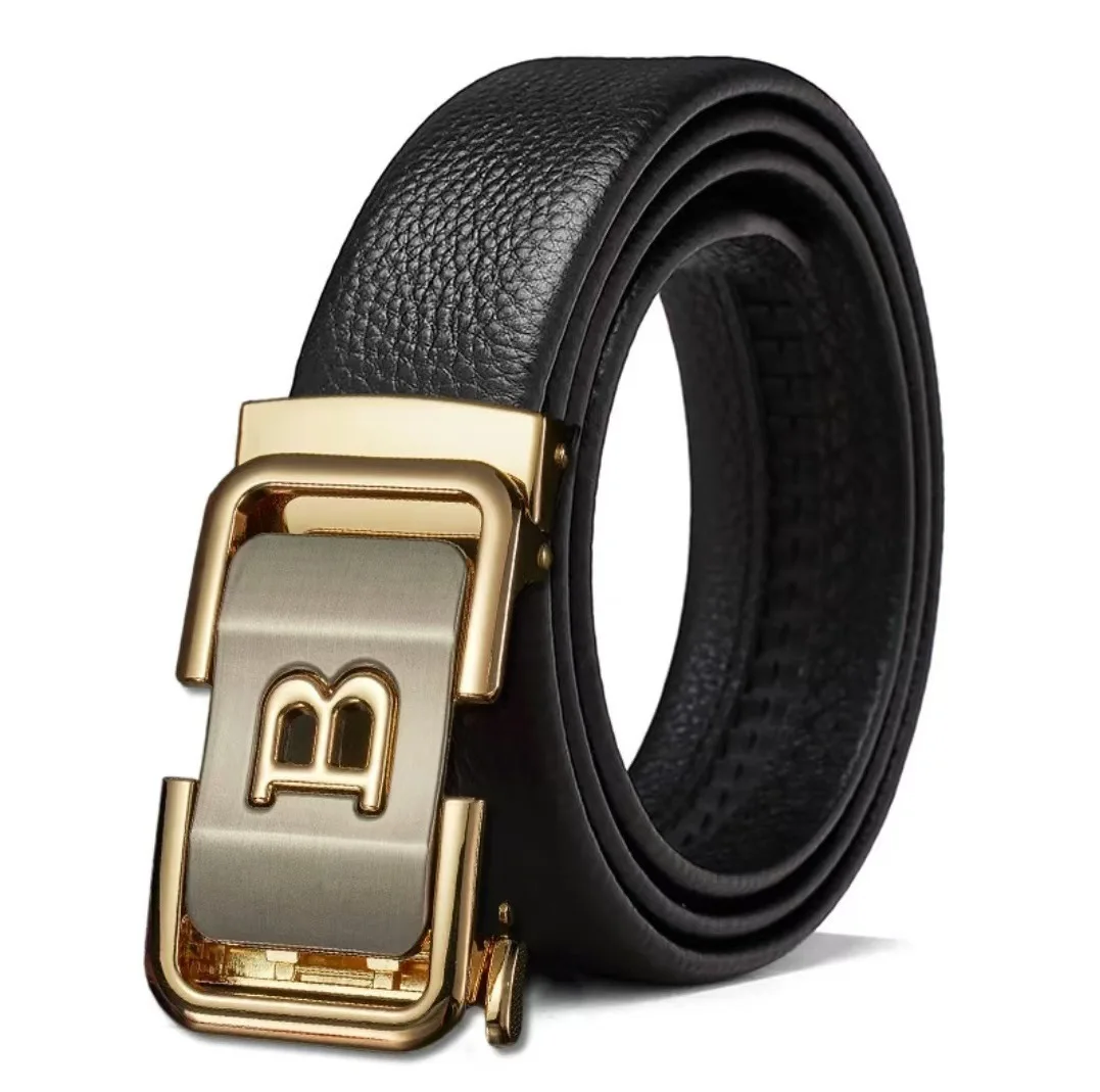 Men's Classic Automatic Buckle Belt - Premium Business Waistband for Middle-Aged & Youth, Professional Information Style Design