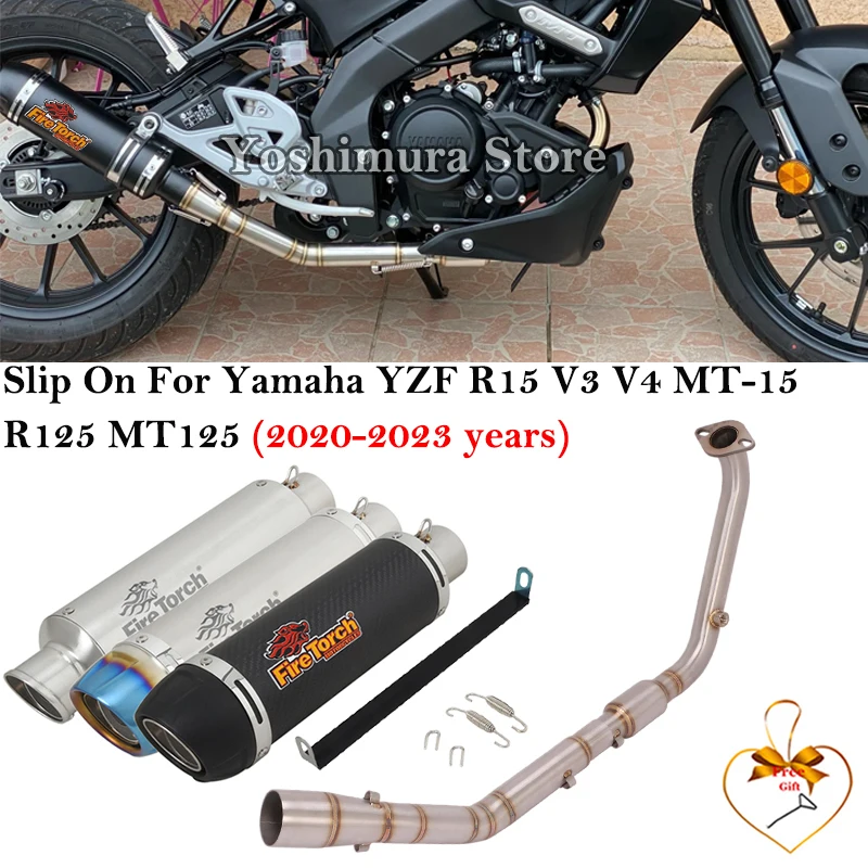 

Full Systems For Yamaha YZF R15 V3 V4 R125 MT125 2020 - 2023 Motorcycle Exhaust Escape Modified Front Link Pipe Muffler Carbon