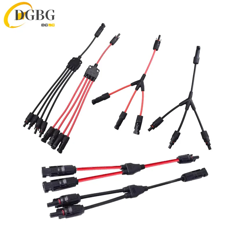 

Power Solar Connectors 30A Y-Branch Cable, Solar Cable Parallel Adaptor in Pair for Solar Panel 1*M/FF+1*F/MM black red Power
