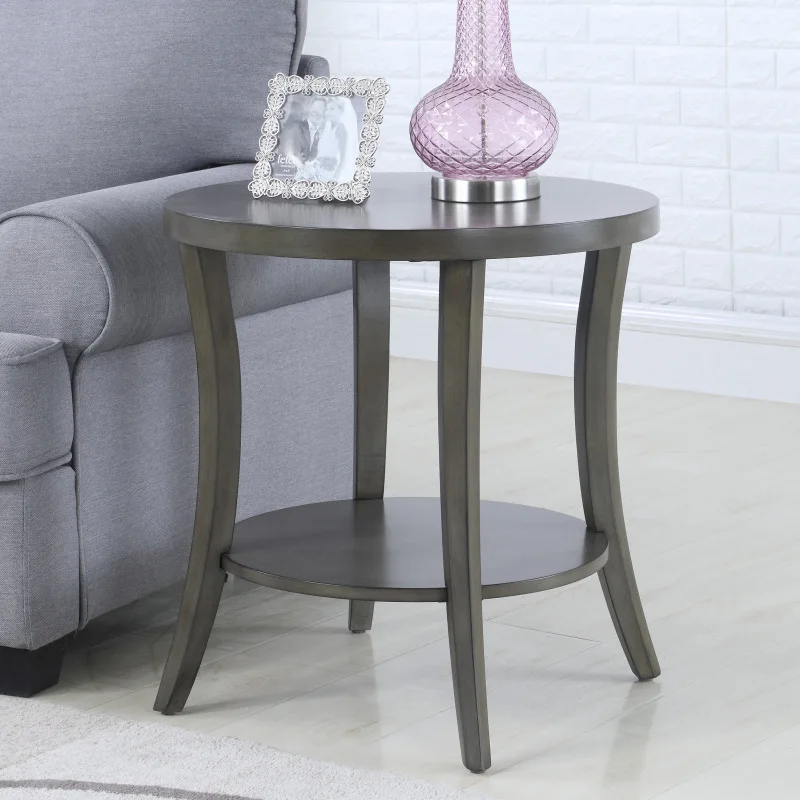

Perth Contemporary Oval Shelf End Table, Gray