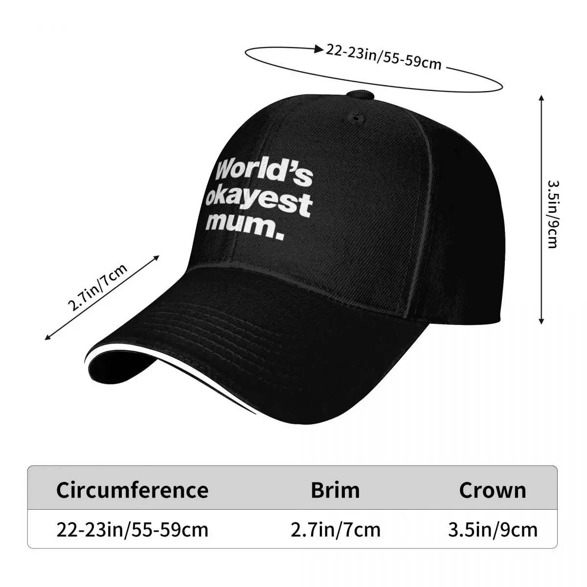 World's okayest mum. (UK English Edition) Baseball Cap Mountaineering Uv Protection Solar Hat custom caps Girl'S Hats Men's