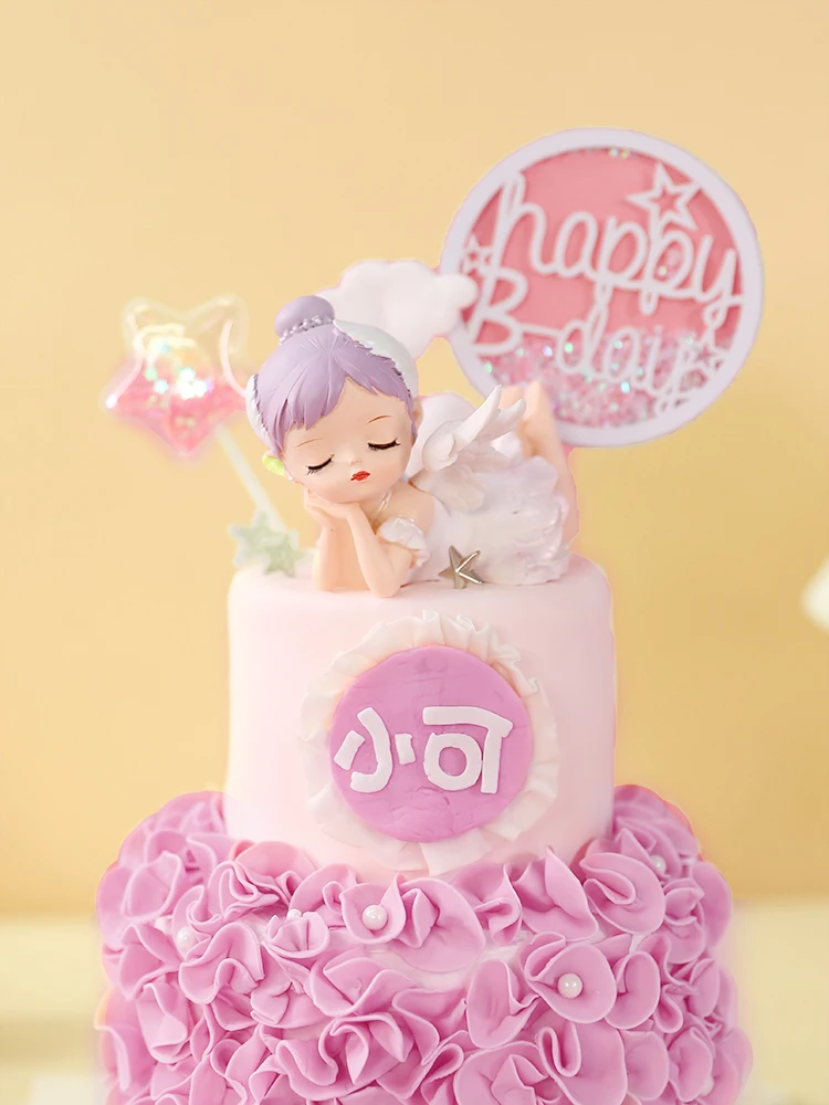 Hochzeits torte Topper Mädchen alles Gute zum Geburtstag Party Dekoration Mädchen Kinder begünstigt Fee Figur Kuchen liefern Baby party Dekor Geschenk – Detail 2