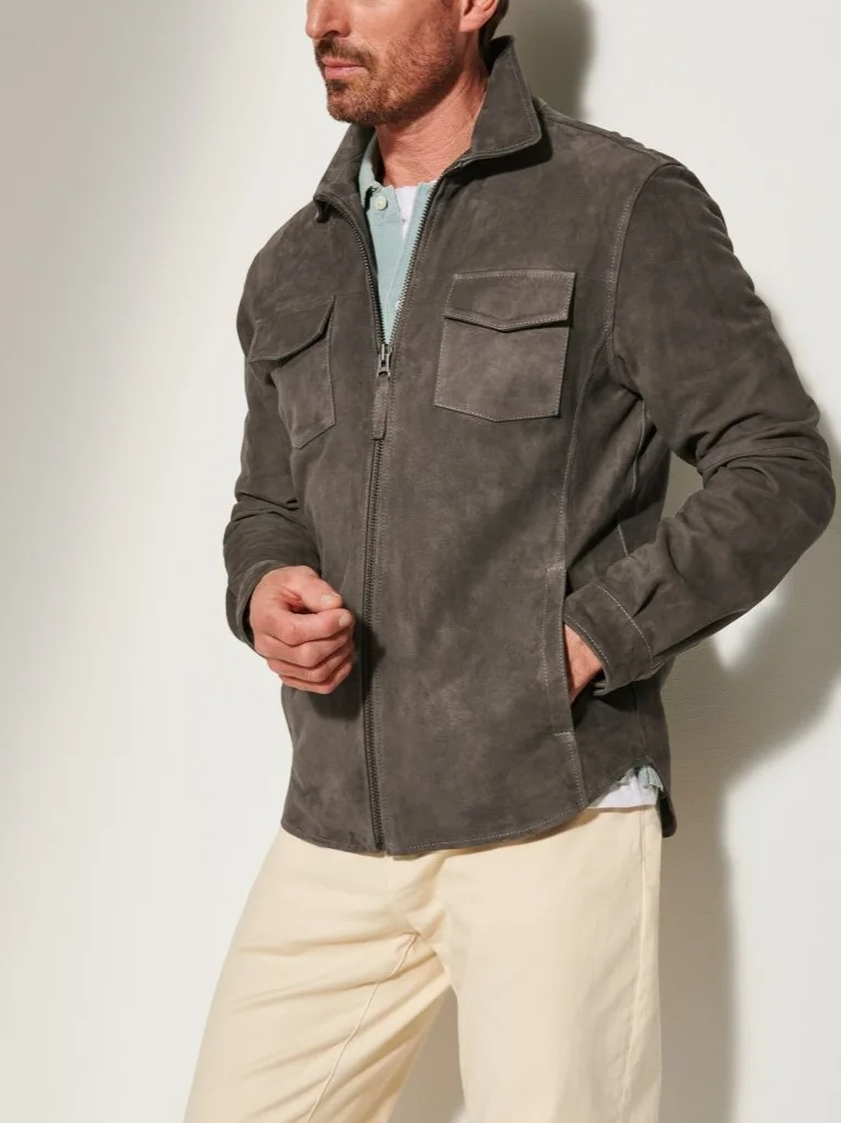 Retro Suede Lapel Jacket For Men Pilot Casual Solid Simple Loose Short Jacket Autumn And Winter