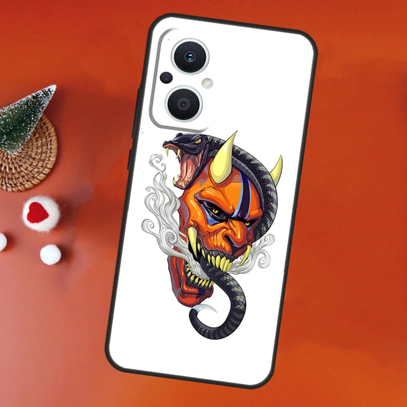 Custodia giapponese Oni Hannya Demon Mask per OPPO Trova X5 X6 X8 X9 Pro OPPO Reno 8T 7 8 Lite 13F 14F 12F 11F 10 13 14 Pro Cover