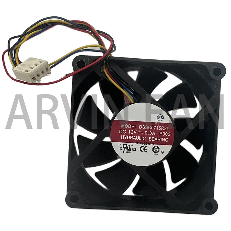 

DSSC0715R2L, P002 DC 12V 0.3A 4-wire 4-pin Connector 100mm 70x70x15mm Server Square Cooling fan