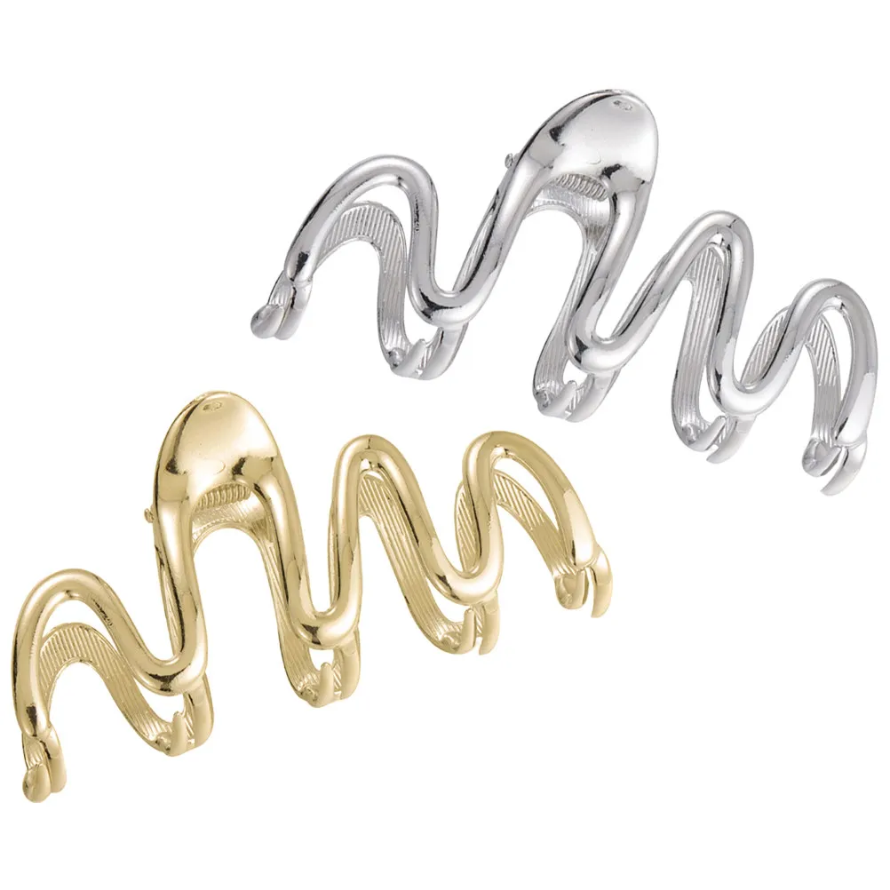 

2pcs Clips for Women Large Metal Claw Wavy Gold Silver Large Hair Claw Clips Comfortable Thick Hair Accessories Travel