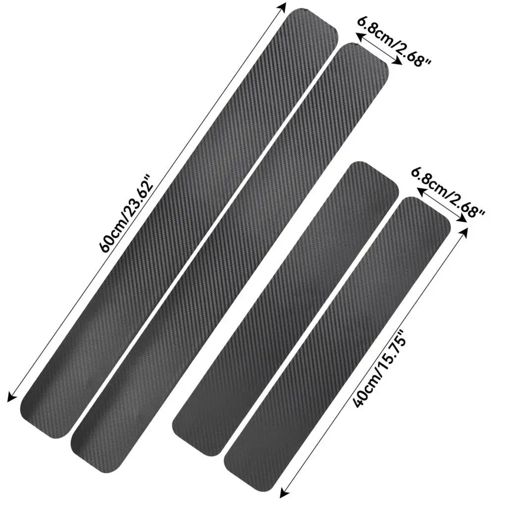 4Pcs 3D Universal Car Door Sill Carbon Fiber Sticker DIY Guard Strip Anti Kick Scratch Protection Pedal Film Pad Tape Waterproof