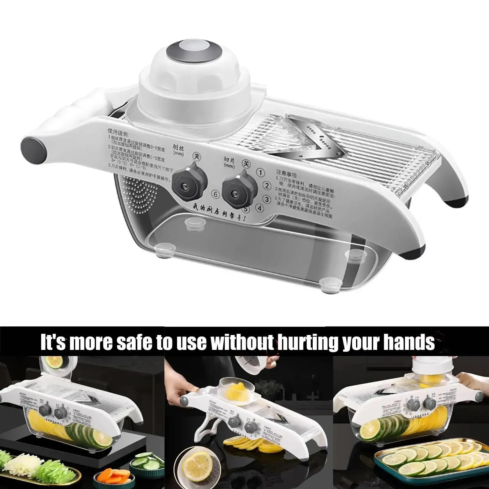 

Multifunctional Lemon Vegetable Grater With Basket,V-Blade Fruit Potato Chopper Carrot Cutter Slicer Kitchen Accessories