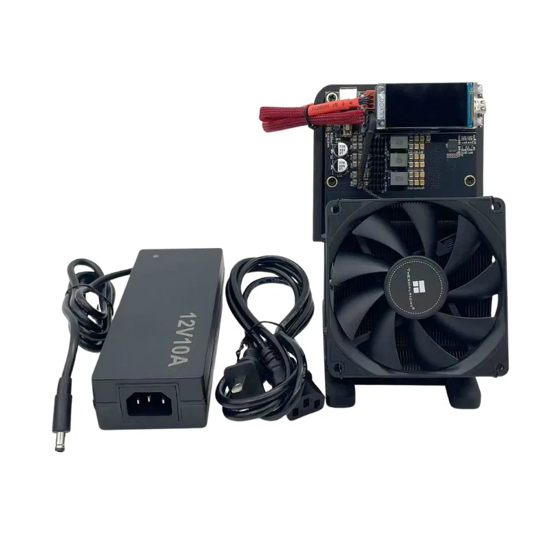 2025 Nerdaxe NerdQaxe ++ 4.8TH/s BTC Miner 4×BM1370 ASIC جهاز تعدين بيتكوين مفتوح المصدر مع PSU | طبعة المروحة باللون العنابي #3