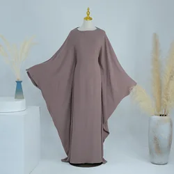 Loose Batwing Design Modest Belted Dress Middle East Plus Size Prayer Abaya EID Ramadan Islamic Arab Clothing for Women Robes