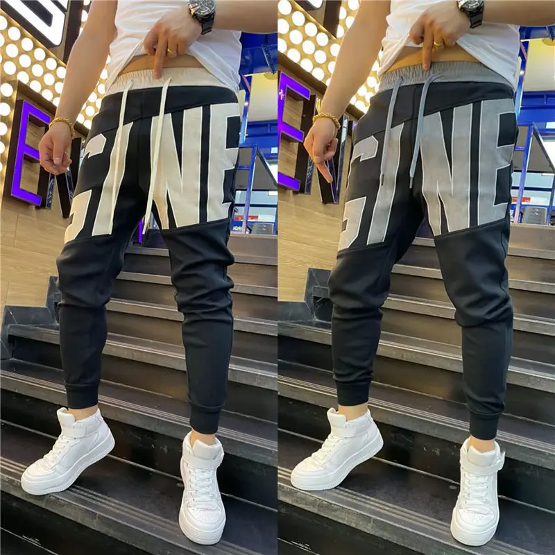 

Spring Summer New Casual Pants Men's Korean Slim-fit All-match Small Feet Haren Pants Nine Points Corset Foot Pants Men Clothing