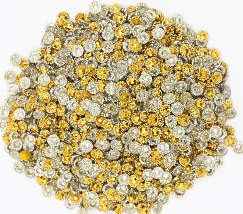 Jelly Gold Hematite Color Sunflower 4mm,5mm,6mm Facets FlatBack Resin Rhinestone Nail Art Garment Decoration Stones/Beads