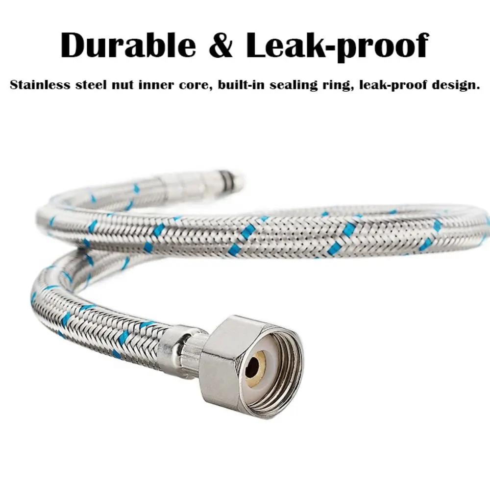 1Pair Single Head Cold and Hot Water Inlet Pipe Basin Sink Water Tube Replacement Stainless Steel Woven Kitchen Plumbing Hoses