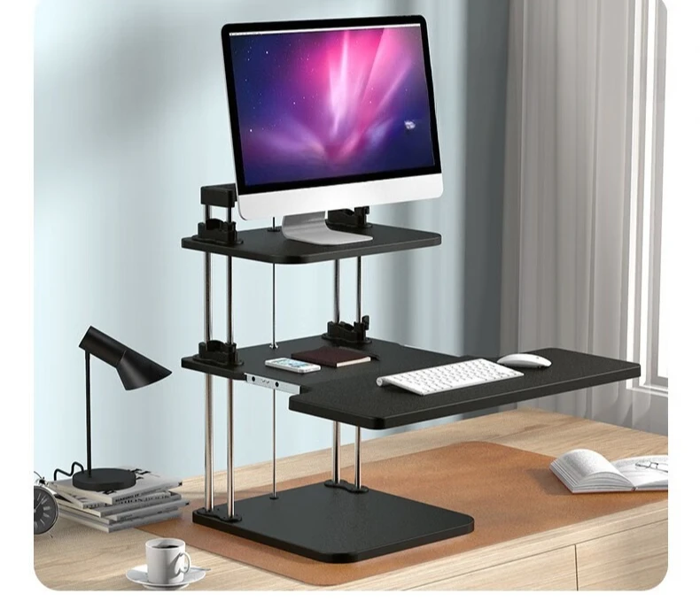 Standing office lift desk, computer desk, heightening frame, workbench table, three-layer eye protection type
