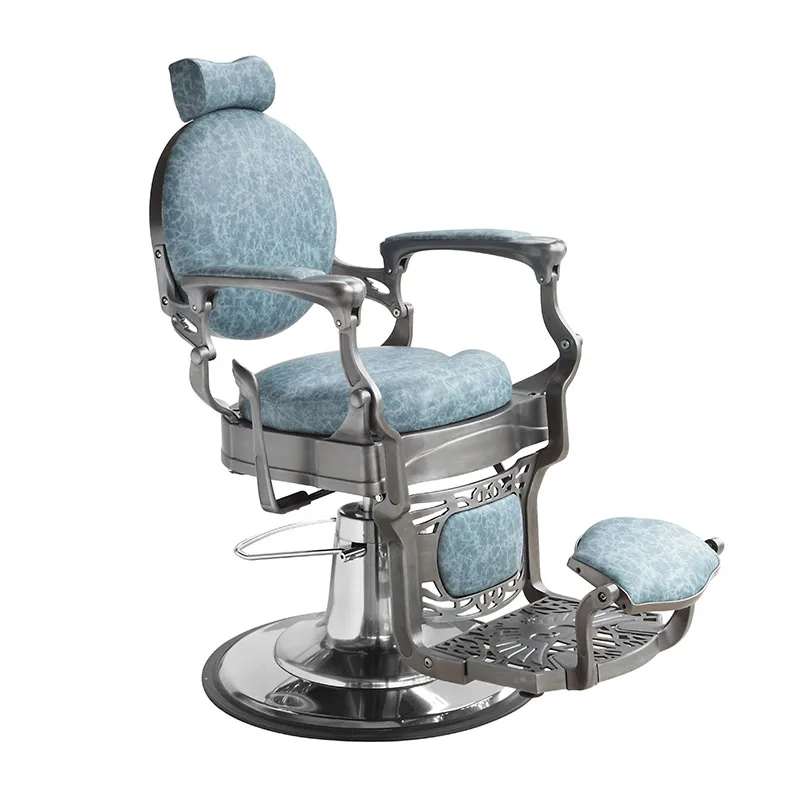 

Adjust Headrest European Style Blue Barber Chair Professional