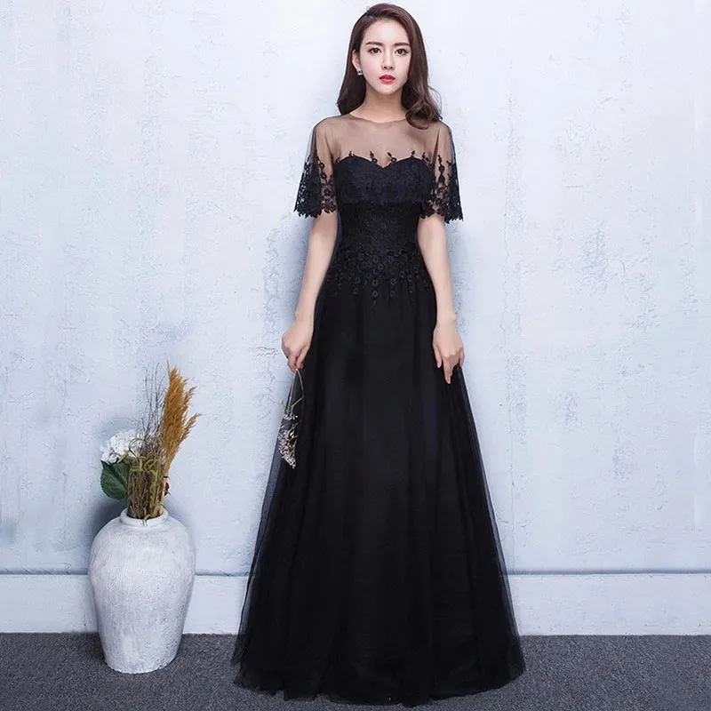 Banquet Luxury Evening Dress 2025 New Fashion Black Elegant Long Slimming Graduation Party Dress For Female Korean