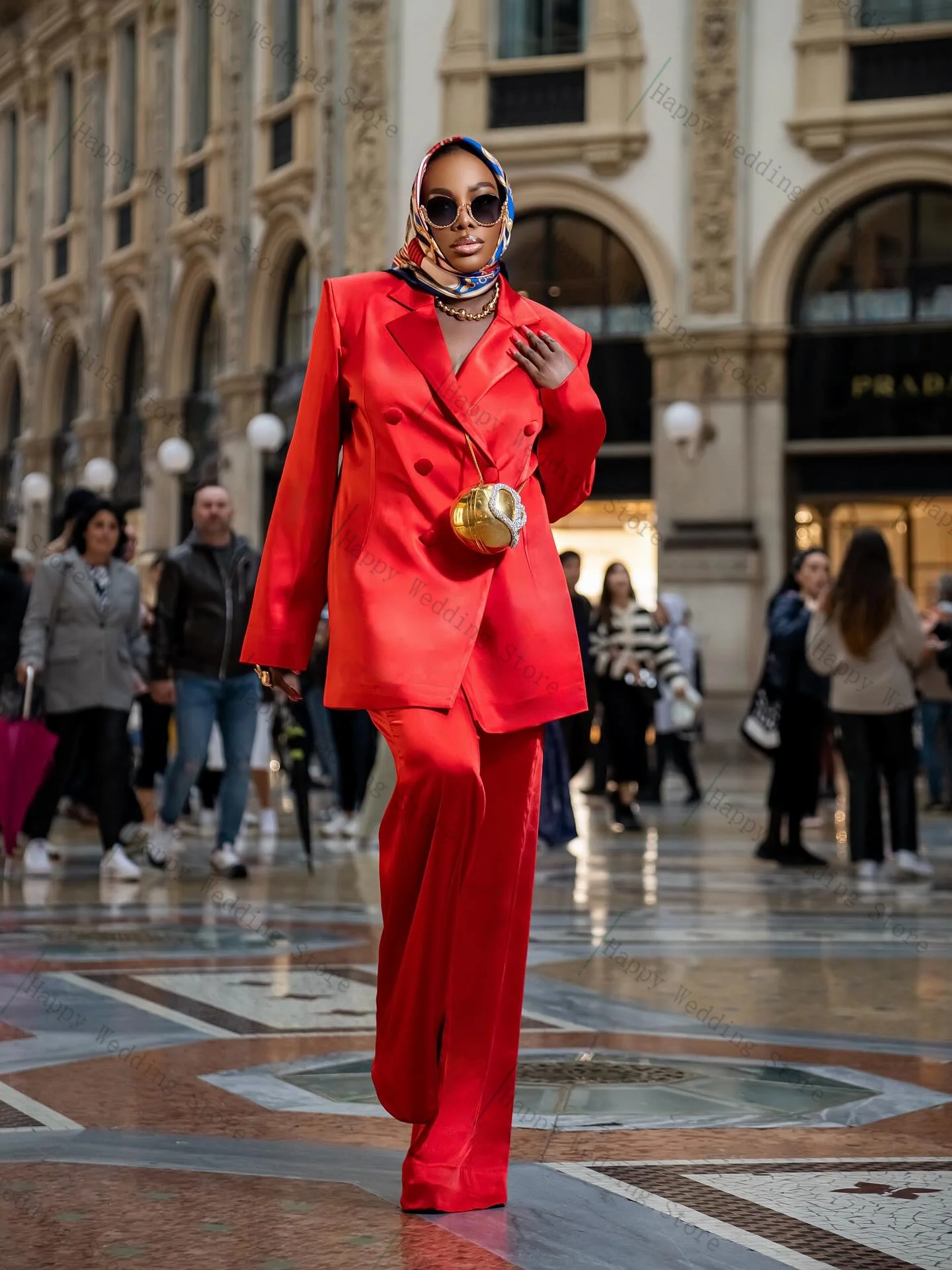

Red Women Suit Set 32 Piece Blazer+Pants Trousers Cotton Formal Double Breasted Office Lady Customized Wedding Jacket Coat