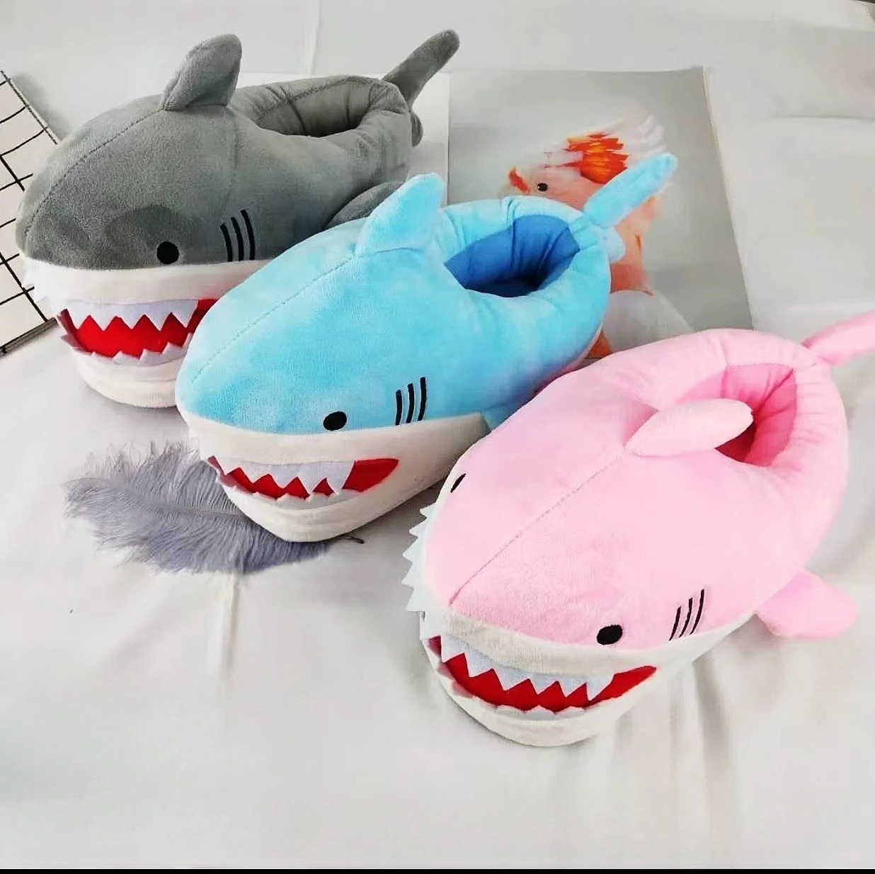 Winter Cloth - Halloween Shark Slippers Fluffy Winter Mens