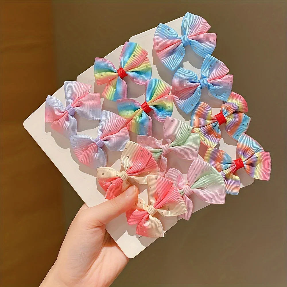 กิ๊บติดผมโบว์สีสันสดใส 12 ชิ้นเหมาะสําหรับของขวัญเด็กผู้หญิง