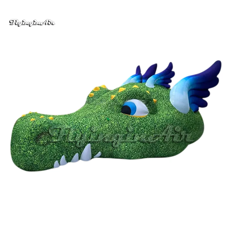 Wonderful Cute Giant Green Inflatable Cartoon Dragon Head Balloon For Carnival Stage Decoration