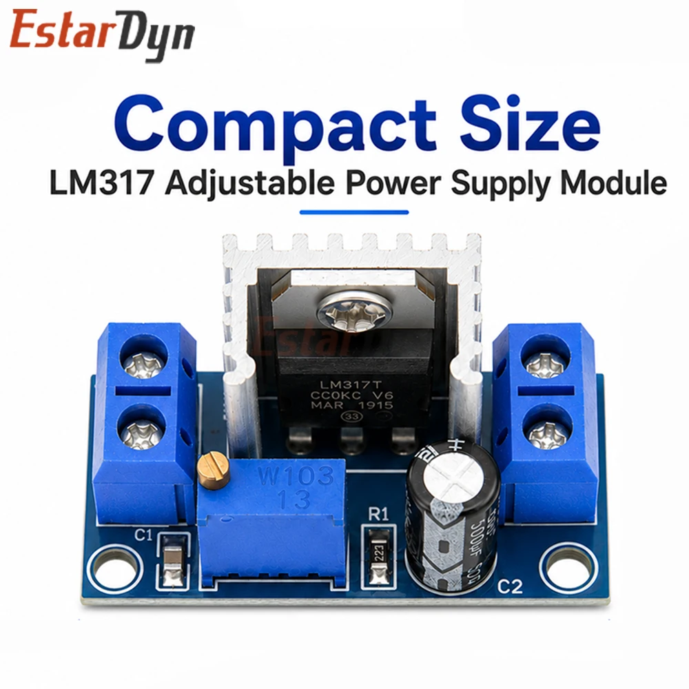 Estardyn LM317 Adjustable Linear Voltage Regulator DC Power Supply Module Board DIY Kit with Heatsink