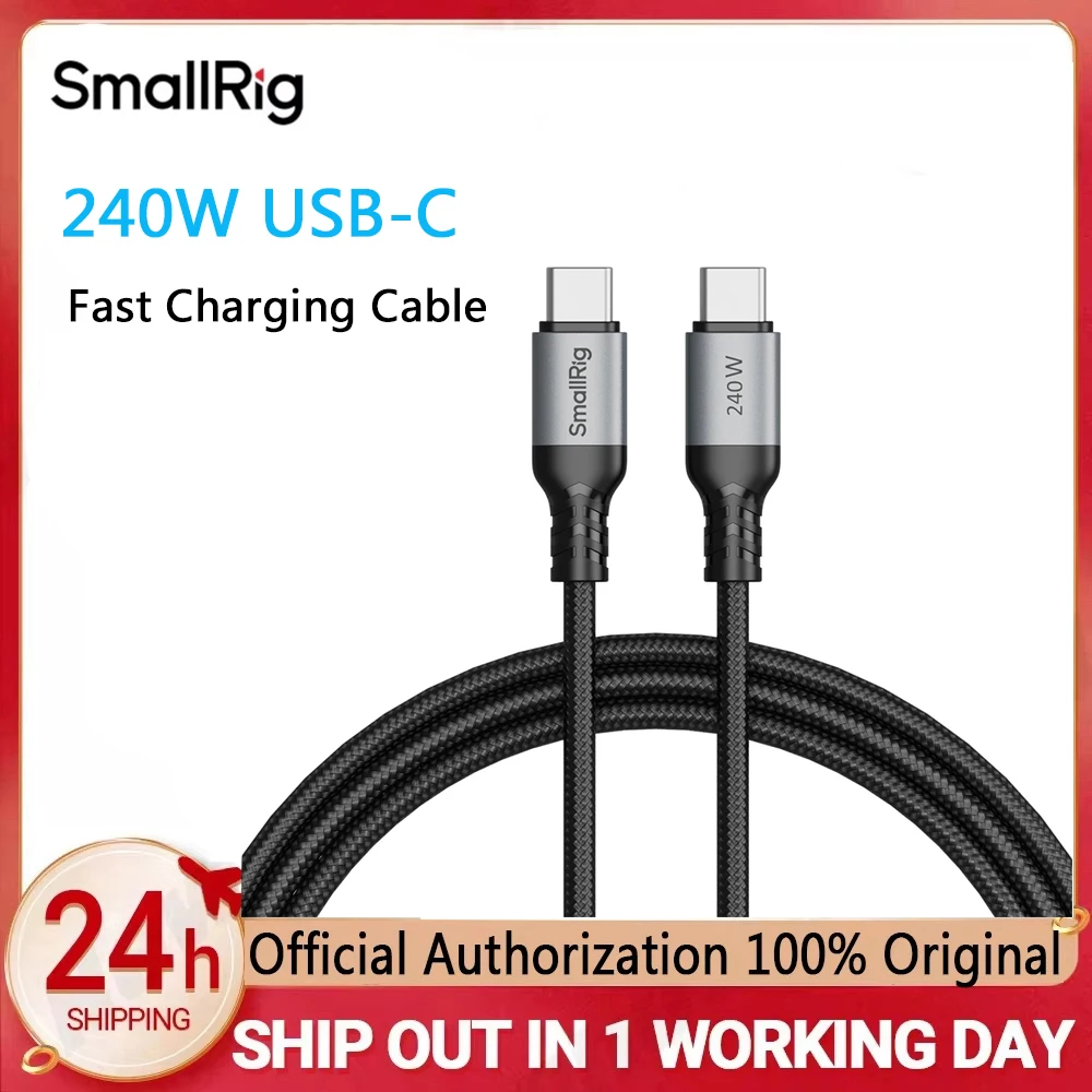 SmallRig 4908 240W Quick Charging Cable Supports PD 3.1 Super-Fast Charging Braided Wire USB-C V-Mount Batteries Power Cable