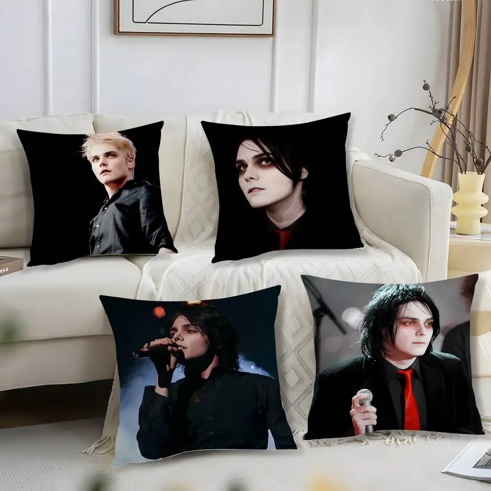 Sänger G-Gerard Way Kissenbezug, kurzer Plüschdruck, Kissenbezug, quadratisch, Dekokissenbezüge, Sofa, Heimdekoration
