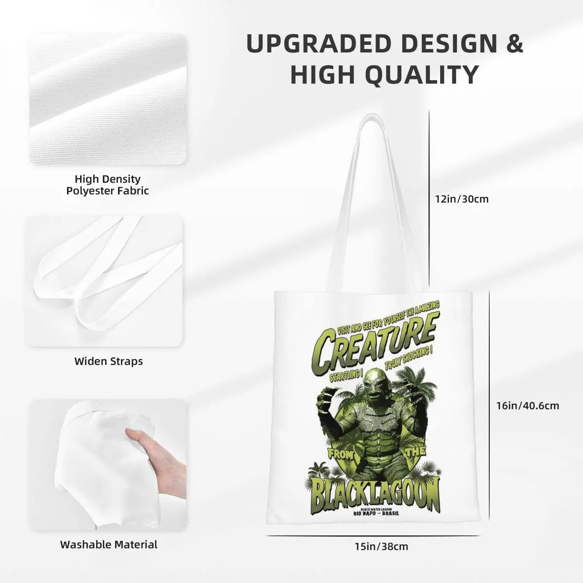Сумки для покупок «Существо из черной лагуны», холщовая большая сумка, складная женская сумка через плечо, дорожная сумка
