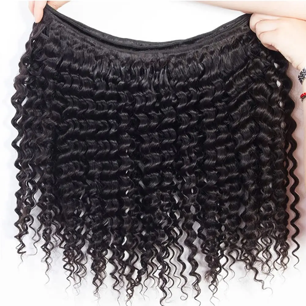 30 Inch Deep Wave Bundles with 13x6 Lace Frontal Closure Newmi Deep Wave Human Hair Bundles and Transparent Lace Frontal