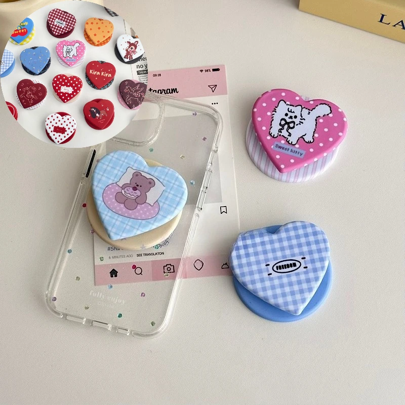 

Cartoon Pattern Heart Shape Phone Stand For Magsafe Griptok Holder Phone Stand For iPhone Samsung Universal Phone Accessories