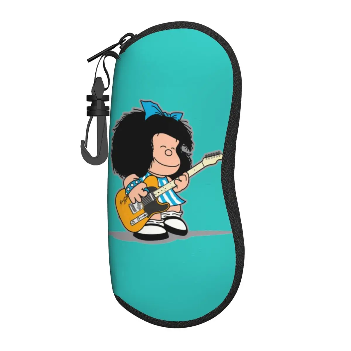 

Custom Mafaldas Playing Her Guitar Shell Glasses Case Travel Quino Kawaii Cartoon Eyeglasses Case Sunglasses Protector Box