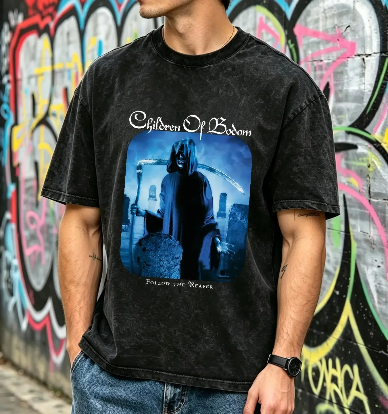 washed T Shirt NWT Children of Bodom Follow the Reaper Melodic Death Metal Band S 4XL long or short sleeves vintage Washed