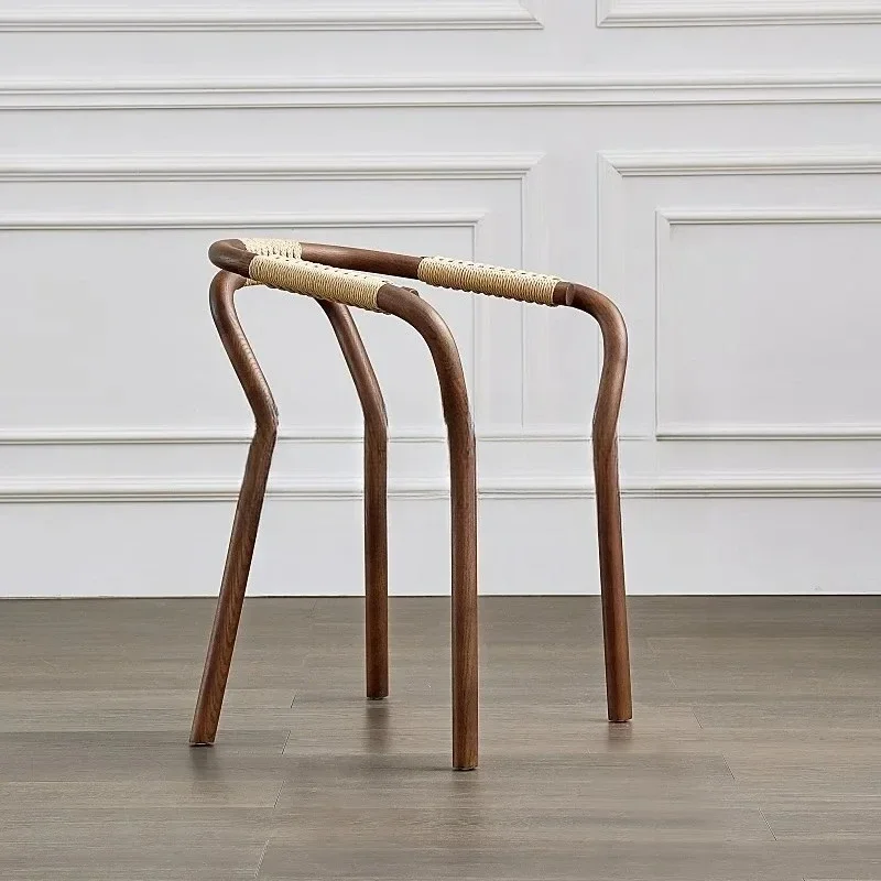 

AANordic Style Study Armchair Solid Wood Rope Dining Chair New Chinese Rattan Modern Simple Armchair4593