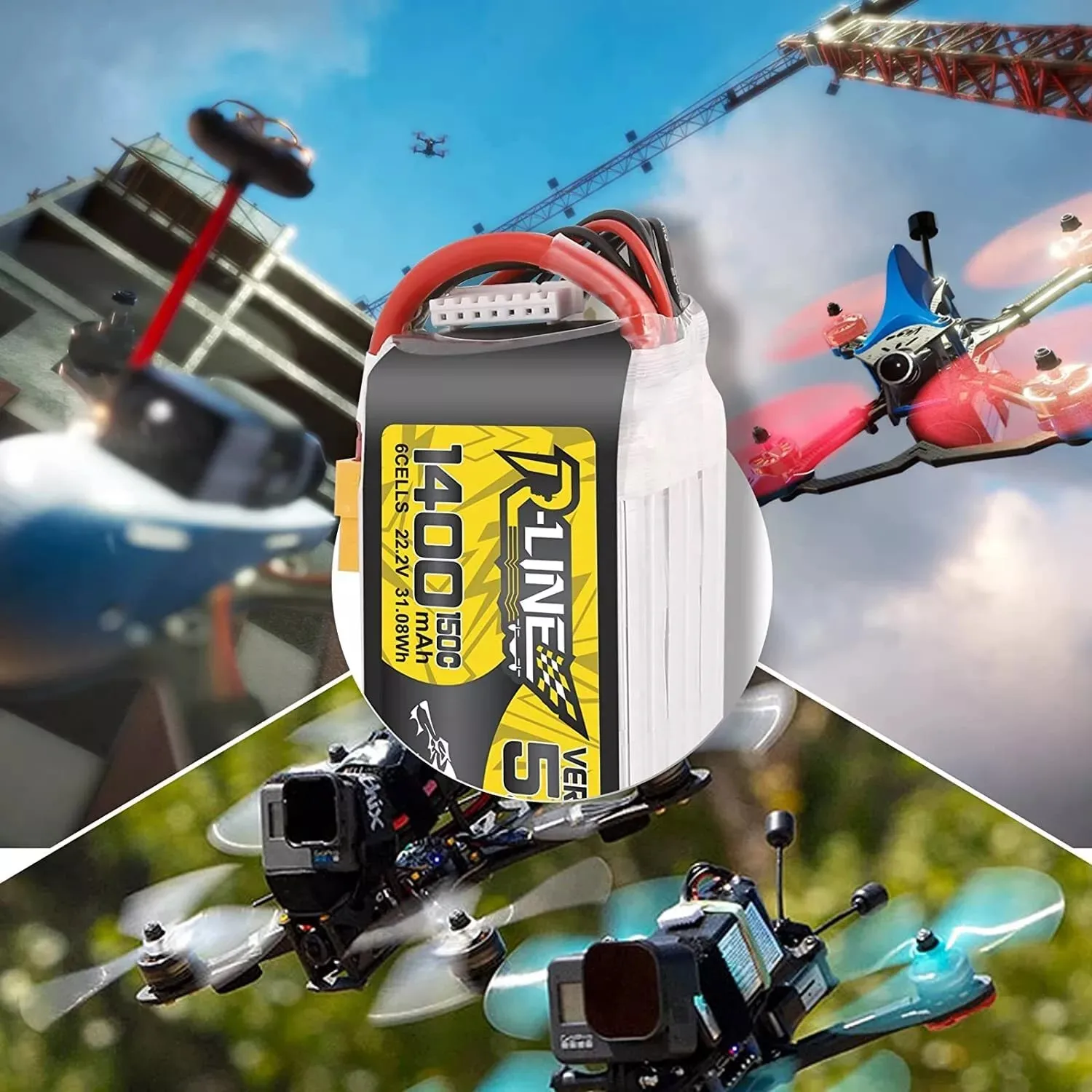 Tattu R-Line 5.0 V5 150C 850 1050 1200 1300 1550mAh يبو بطارية 3S/4S/6S XT30 XT60 التوصيل FPV سباق الطائرة بدون طيار أجهزة الاستقبال عن بعد